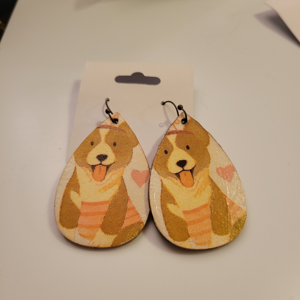 Cute Dog Print Teardrop Earrings